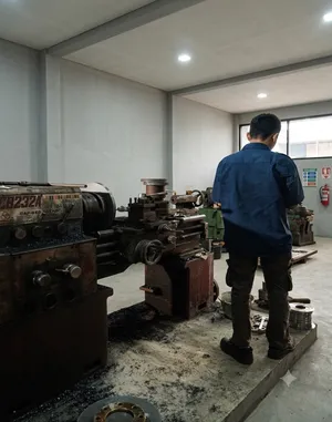 Man standing beside the machine